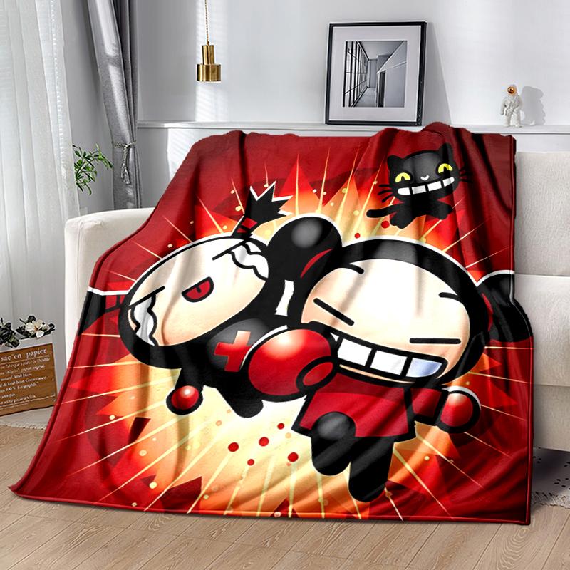 1pc Blanket Pucca1 Print Design, Lightweight Blanket for Sofa, Bed- Soft &Warm, Gift for All Seasons like Christmas, Halloween