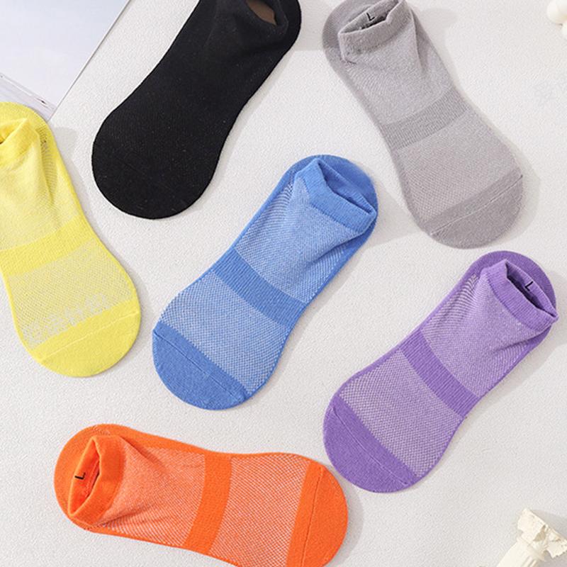 1 Pair Glue Point  Cotton Yoga Socks Sweat-absorbent Breathable Trampoline Socks Indoor Non-slip Floor Socks for Women and Men