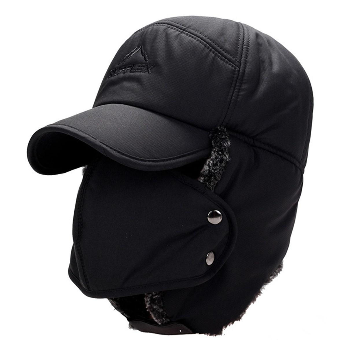 

Зимняя теплая ветрозащитная шапка для мужчин и женщин Lei Feng Cap Fur Earflap Caps Black Ski Hats чёрный