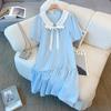 A New Summer Dress for Plus-size Women, Featuring A High-end Doll-neck Tie and A Fresh, Sweet Look