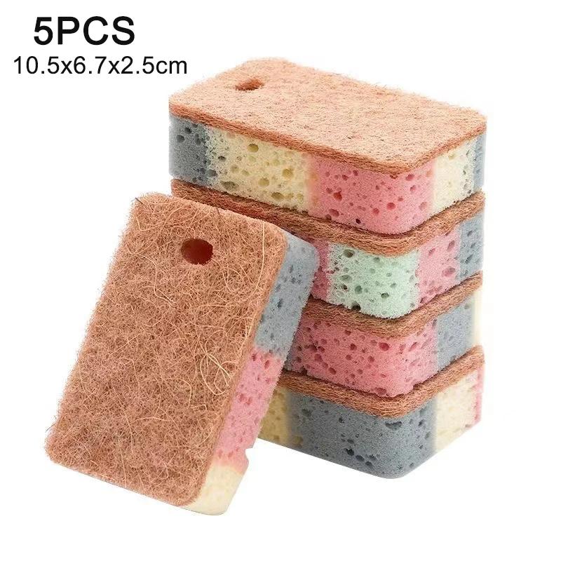 Esponja para lavar platos, pulpa de madera, Color algodón, esponja de limpieza mágica para eliminar óxido, cepillos, herramienta de lavado de cocina, 1/5/10 Uds.