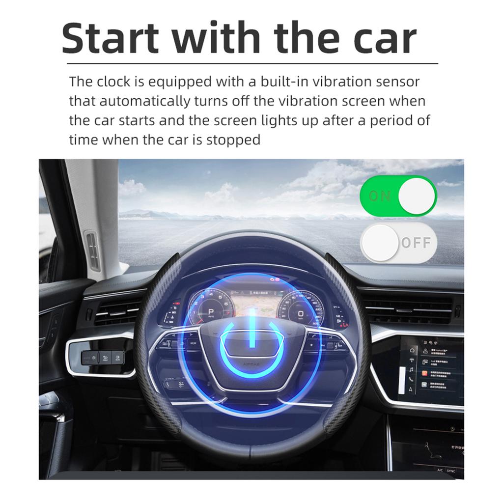 Solar Car Digital Clock In-Car Temperature Display with Time/Date/Temperature Display Car Dashboard Digital Clock for Truck