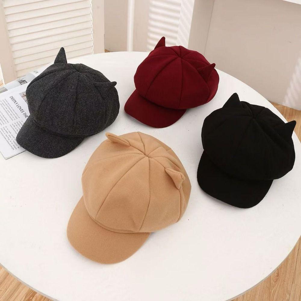 Adjustment Cat Ear Hat Cute Cat Ears Women Hat Retro British Beret Hat  Painter
