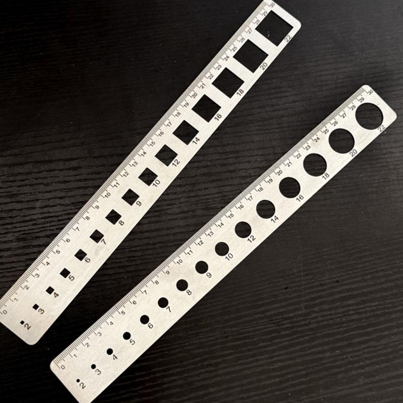 Practical Metal Measuring Ruler Round Square Cutouts 0.5mm Accuracy Rusts Resistant Tool for Architects Contractors