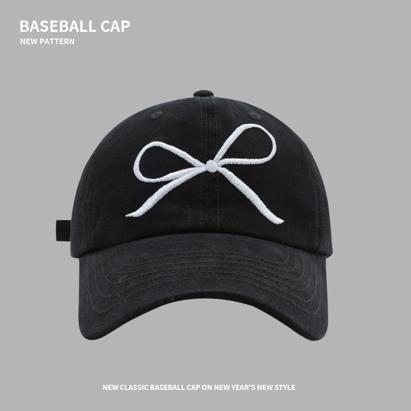 Sweet bow embroidered baseball cap women's spring and summer visor versatile face small soft top cap