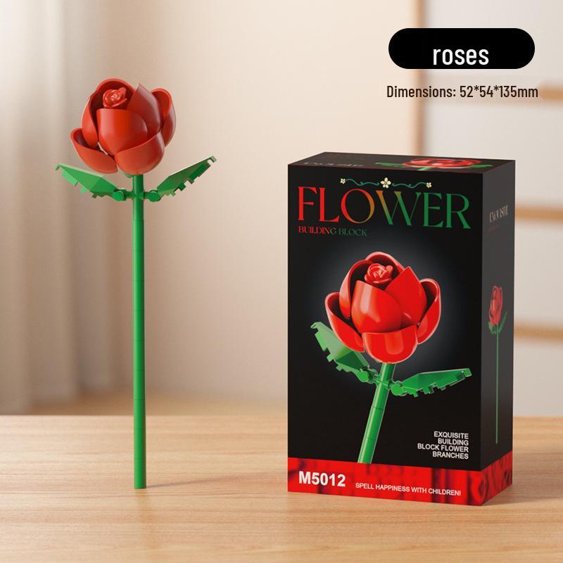 Dream Flower Box: Preserved Building Block Bouquet Set - Sunflower & Carnation. Ideal Toy for Children's Assembly.