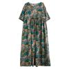 Short Sleeve Plus Size Cotton Vintage Floral New In Dresses for Women Casual Loose Long Summer Dress