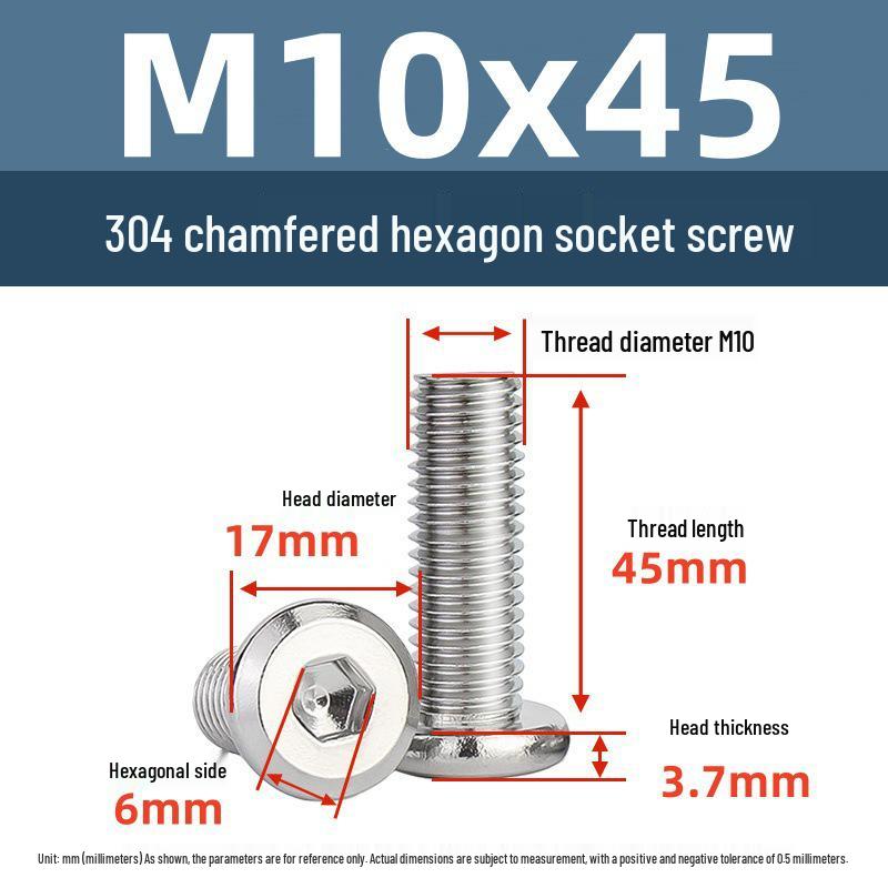 Yigu 304 Stainless Steel M2-M12 Countersunk Flat Head Hex Screw for Furniture & Cabinets
