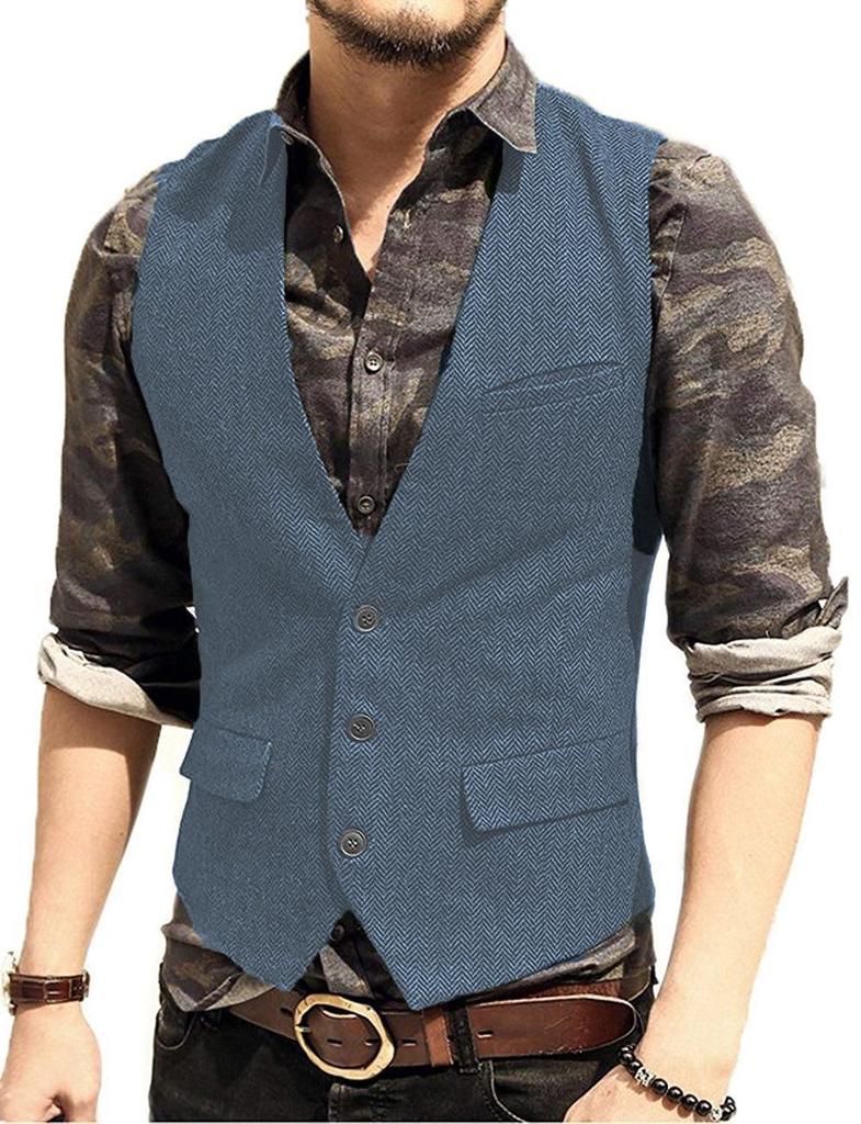 Men's Slim Fit Single-Breasted Casual Vest - Ideal for Groom and Groomsmen