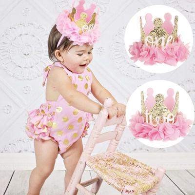 Schattige Pailletten Bloemen Feestmuts Fotografie Props Verjaardag Hoofddeksel Baby Kroon Haarband