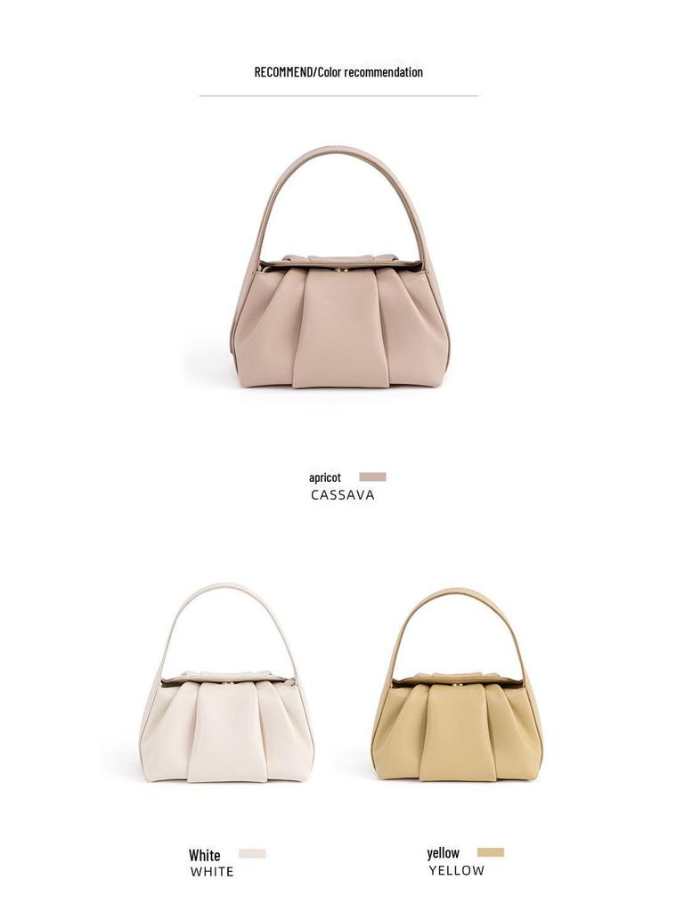 2023 Korean Fashion Pleated Cloud Genuine Leather Handbag - Versatile Women's Messenger Bag
