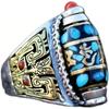Open Luck Ethnic Style Ring Six-character Mantra Rotatable Finger Ring Nine Turns Dzi Ring  For Men