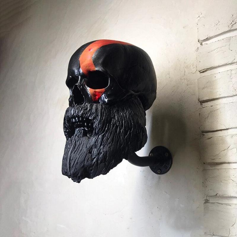 Motorcycle Helmet Rack Helmet Holder Skull With Beard-Helmet Rack Wall Mount