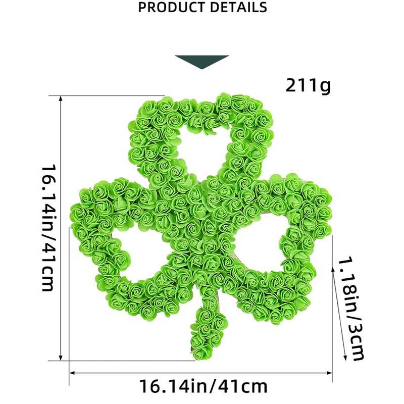 

1Pc St. Patrick s Day Decorative Wreath Irish Festival Flower Ring Four-Leaf Clover Fake Flower Garden Hanging Home Decoration