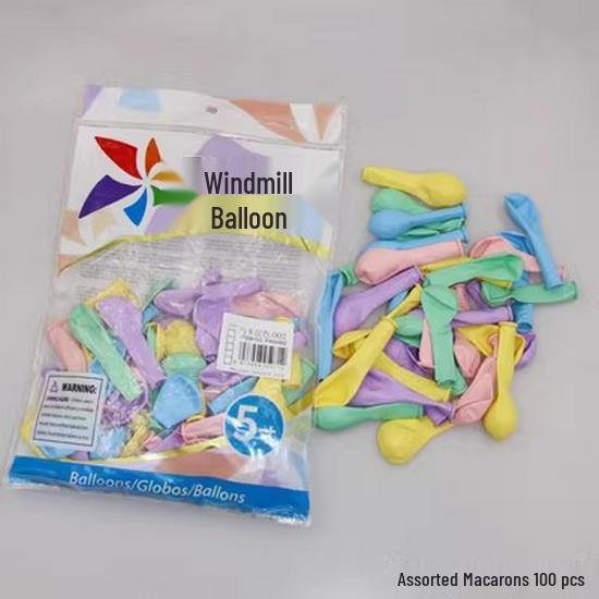 5-inch Matte Pearlescent Latex Balloons - Black, White, Yellow, Transparent, Silver, Red.