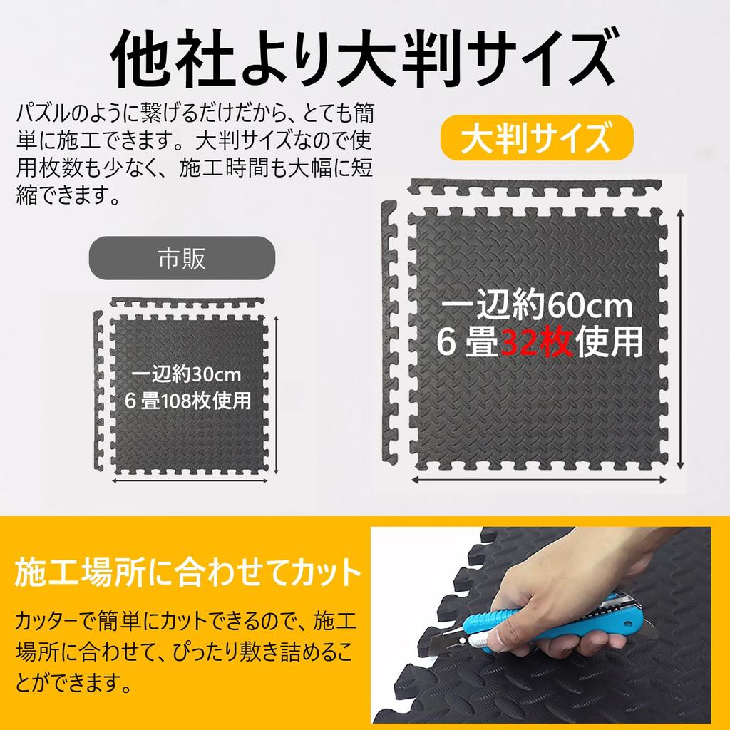 Thick Exercise Mats for Home Floor and Vibration Perfect for Entryways and with Sides Large, Gyms, 60x60x1.2cm, EVA, Soundproof, Anti-Vibration,