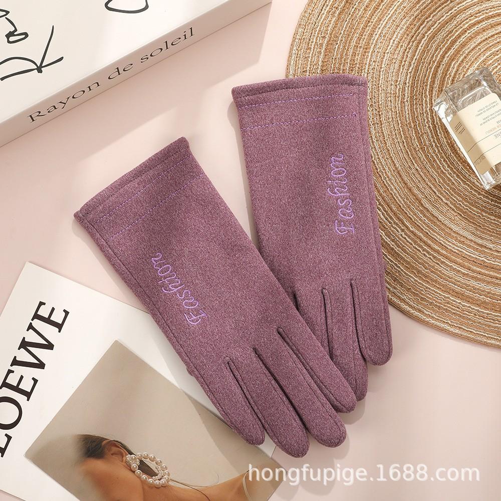 Warm gloves Three-line rabbit velvet men's and women's fashion cold-proof velvet outdoor cycling autumn and winter gloves