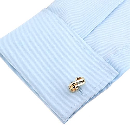 Goldene Manschettenknöpfe mit doppelter geschwungener Linie, Manschettenknöpfe, Manschettenknöpfe, N02981