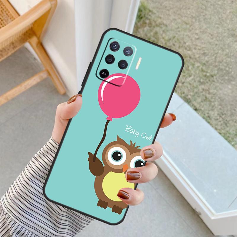 Cute Cartoon Owl Case For Oppo A60 A80 A40 A17 A57 A77 A74 A54 A94 A78 A98 A18 A38 A58 A96 A76 A16 A15 A5 Pro