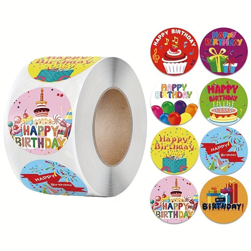 

500-Pack Glossy Round Happy Birthday Stickers, Single-Use Paper Seals for Office Stationery and Gift Decoration 500pcs