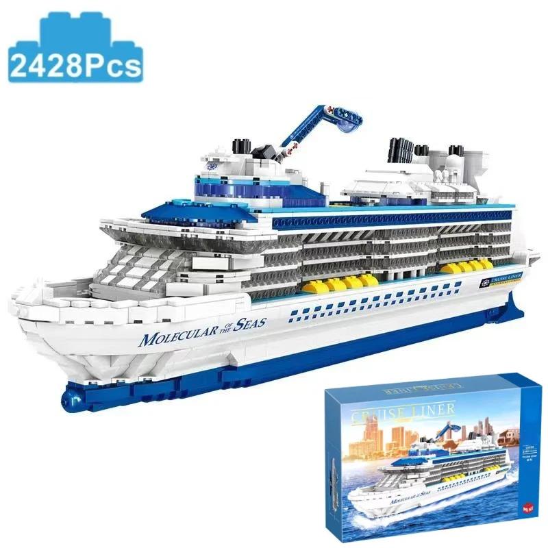 2428PCS Model de Vas de Croazieră de Lux pe Mare Blocuri de Construcție Model de Navă Oceanică Cărămizi cu Suport de Afișare Jucărie pentru Copii Cadouri de Sărbători