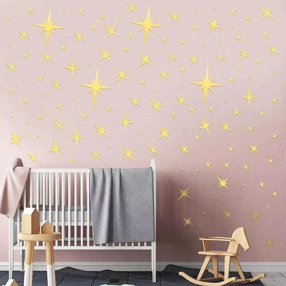 20/42pcs Star Mirror Wall Sticker DIY Acrylic Decal Waterproof Self-adhesive Wallpaper Bedroom Children Room Home Decoration