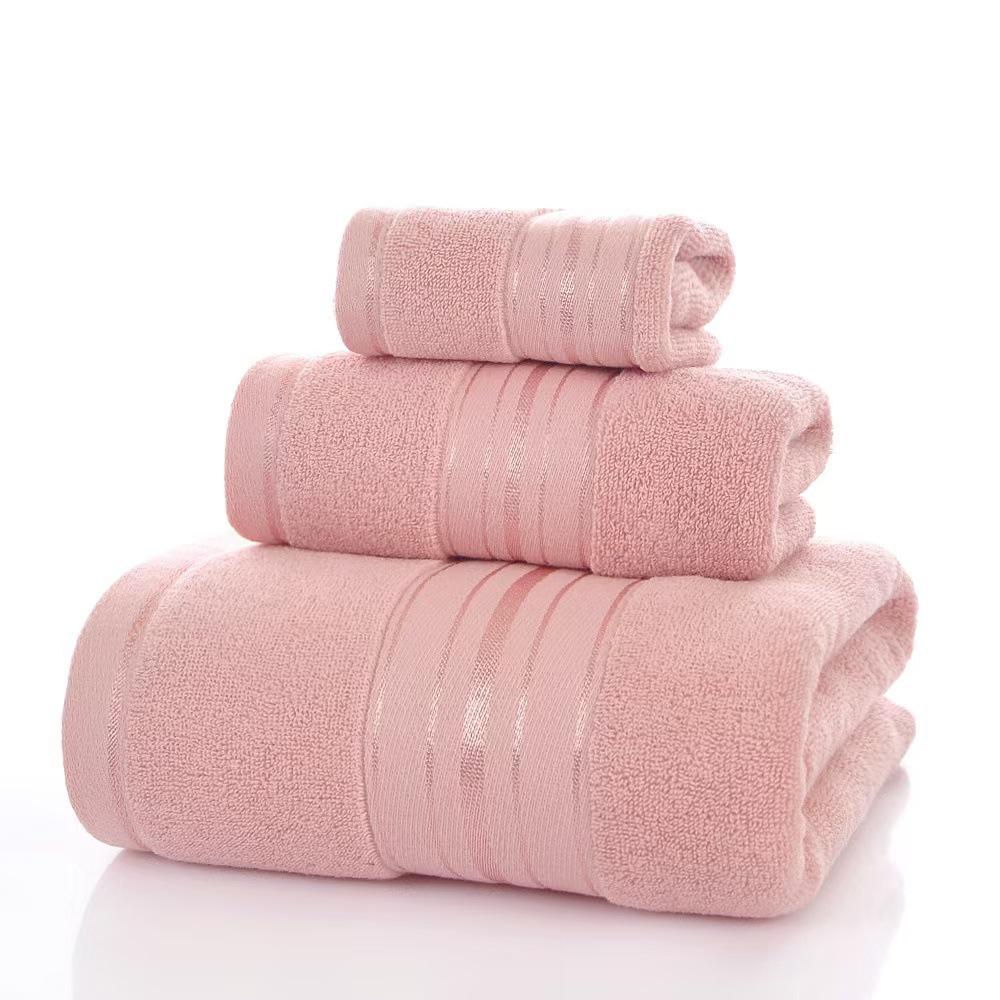 Grenzüberschreitendes Mehrteiliges Handtuchset: Bade- und Gesichtstücher mit optionaler Beschriftung, Logo-Stickerei und Vakuumverpackung 34*34 cm Washcloth 55g rosa