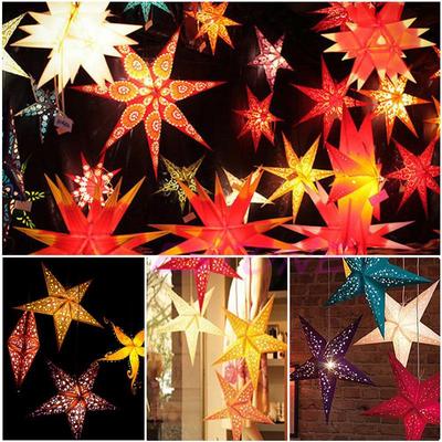 Christmas Decoration Supplies Hollowed Out Five-Pointed Star Festival Shopping Mall Shop Scene Layout Three-Dimensional Star Hanging Ornaments
