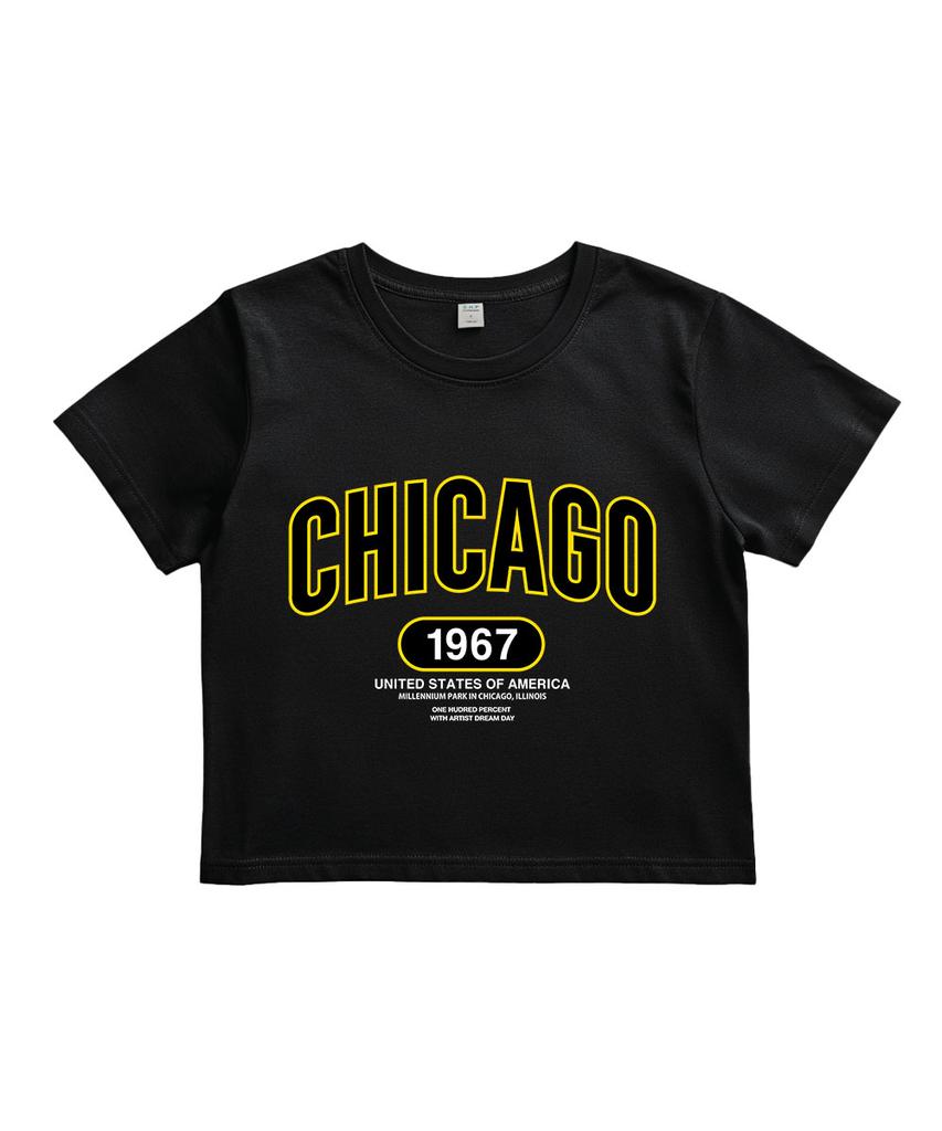 ONEHUNDREDPERCENT FOR WOMAN Ohpxdreamday Chicago Millennium Park Women'S Crop Short Sleeve T-Shirt