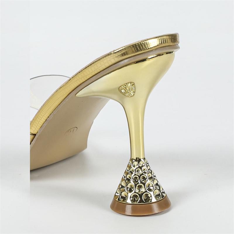 Eilyken 2025 Summer PVC Transparent Pointed Toe Woman Slippers Street Style High Heels Banquet Dress Slide Shoes