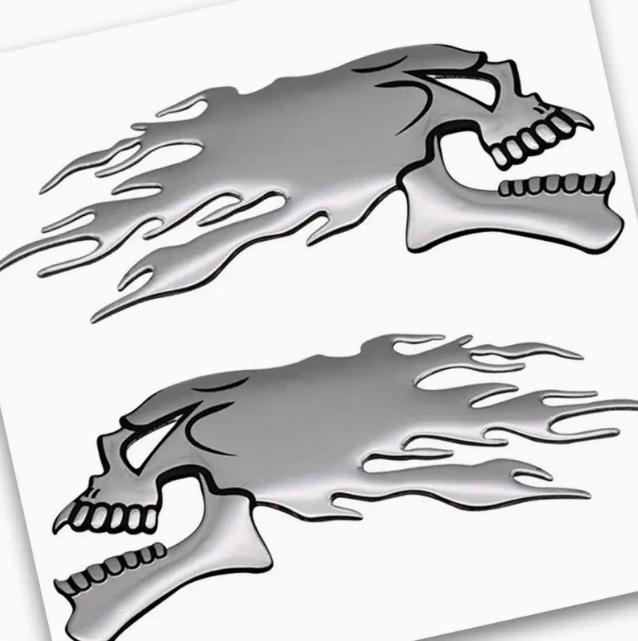 3D Skull Flame Soft Rubber Decal for Cars, Motorcycles, and Electric Vehicles