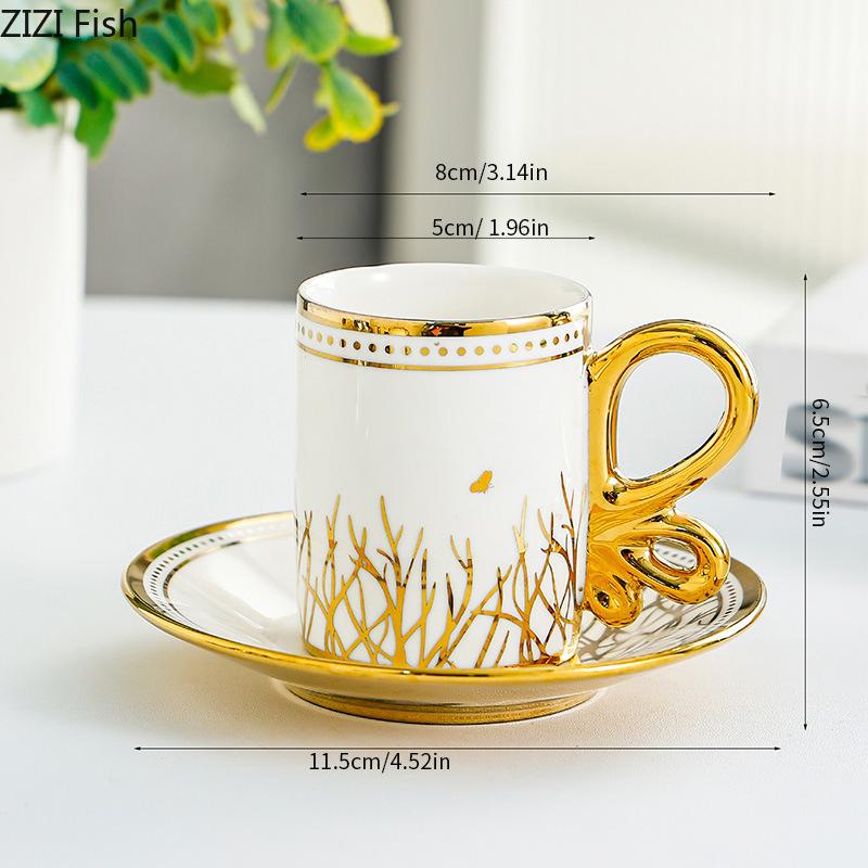 Ensemble de 6 Tasses à Espresso Service à Thé Rétro Tasse à Café pour le Thé de l'Après-midi Ensembles Tasse et Soucoupe Ensemble de Tasses pour Couple Tasses Créatives pour la Maison Tasse Cadeau