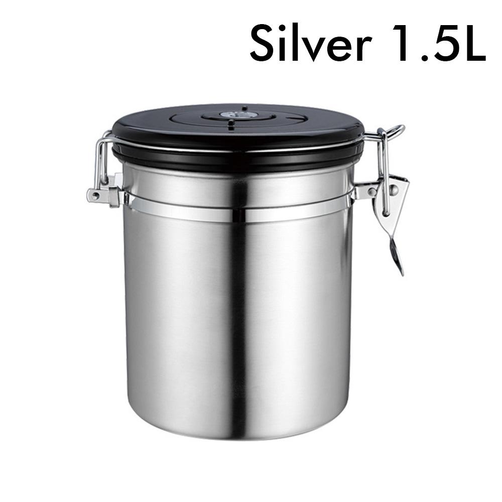 1.5/1.8L Coffee Canister Airtight Coffee Bean Canister Stainless Steel Coffee Jar Storage For Coffee Bean Tea Black/White/Silver
