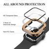 Bling Glass+Cover For Apple Watch Case 44 45mm 41mm 40 42mm 44mm Diamond bumper+Screen Protector for Series 11 10 9 8 7 5 6 SE