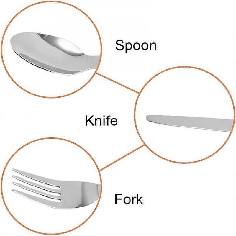 2 Sets (6 Pieces) Foldable Stainless Steel Cutlery Set Portable Cutlery with 2 Storage Bags for Picnic Hiking Camping Travel