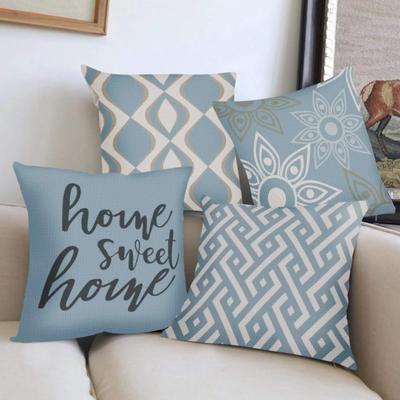 Nordic Grey Geometric Sweet Home Linen Pillow Cover Living Room Sofa Decoration Cushion Cover Home Decor 45*45