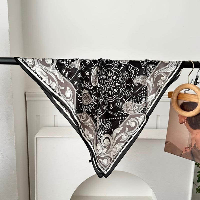 Polka Dot Silk Scarf Square Scarf High-end New Versatile Decorative Scarf Scarf Scarf Neck Cashew Flower Scarf Shawl Can Be Used As a Tube Top
