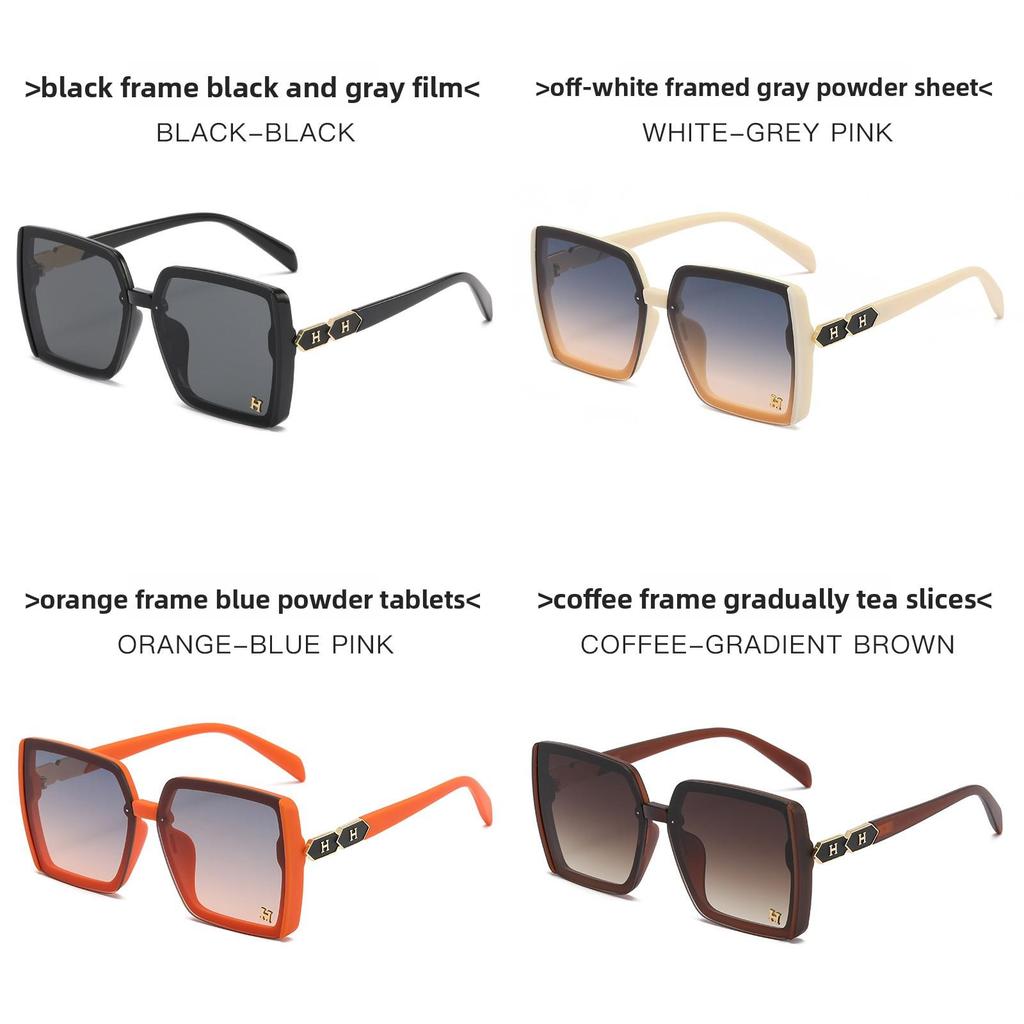 Letter Sunglasses Fashion Trendy Square Frame Uv400 Sunshade For Summer Outings