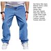 Herren Jeans Mittelhoher gerader Schnitt Weites Bein Blaue Jeanshose mit Taschen Einfarbig High Street Style Lässige lange Hose