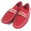 Loafers Hockenheimring LV Logo Gold Metal Red Canvas Mens 6 Used