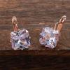 Rose Gold Geometric Cube Zircon Earrings