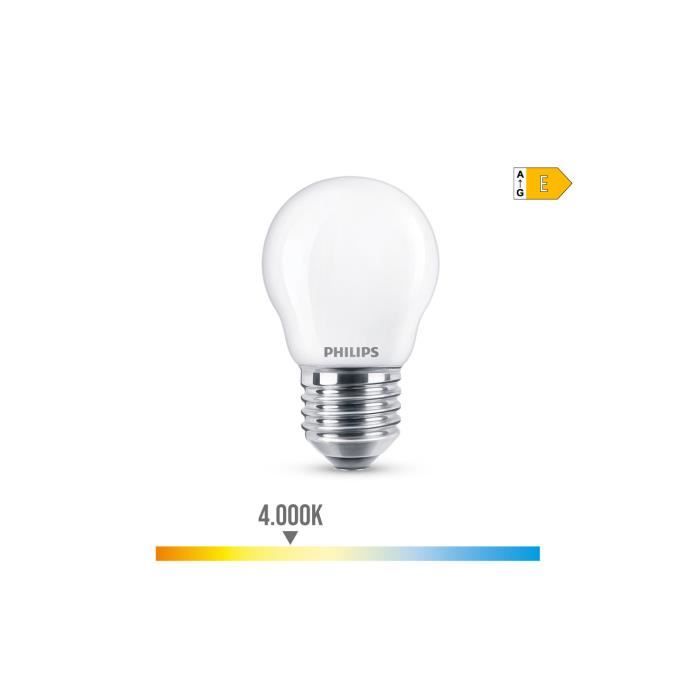 Ampoule Led Sphérique E27 6.5w 806lm 4000k Lumière Du Jour Ø4.5x7.8cm Philips