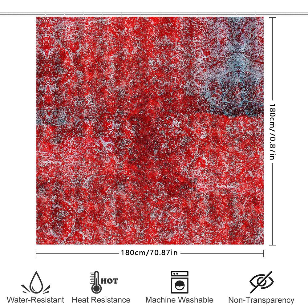 Red Marble Texture Shower Curtain Waterproof Fabric Bathroom Decorative Hanging Bathing Room Window Privacy Protection Size: 60X