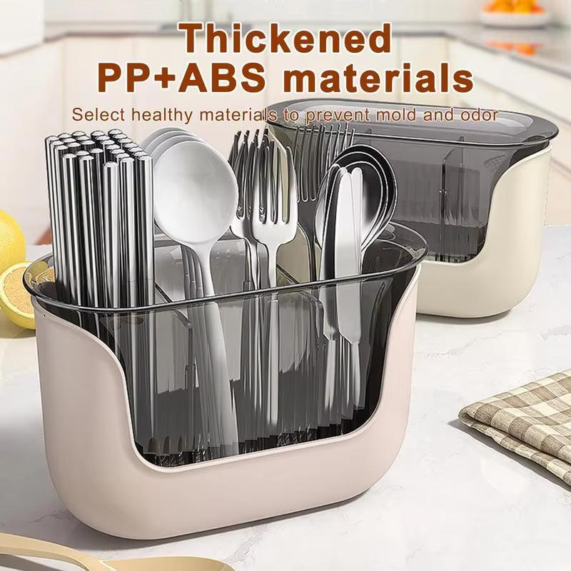 1pc Kitchen Chopstick Spoon Storage Box Double-layer Detachable Kitchenware Draining Rack Countertop Tableware Chopstick Cage