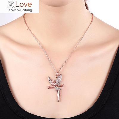 High Quality 18K Gold Beautiful Angel Crystal Pendant Necklaces 18 Inches Fashion Noble Jewelrys Party Wedding Holiday Gifts