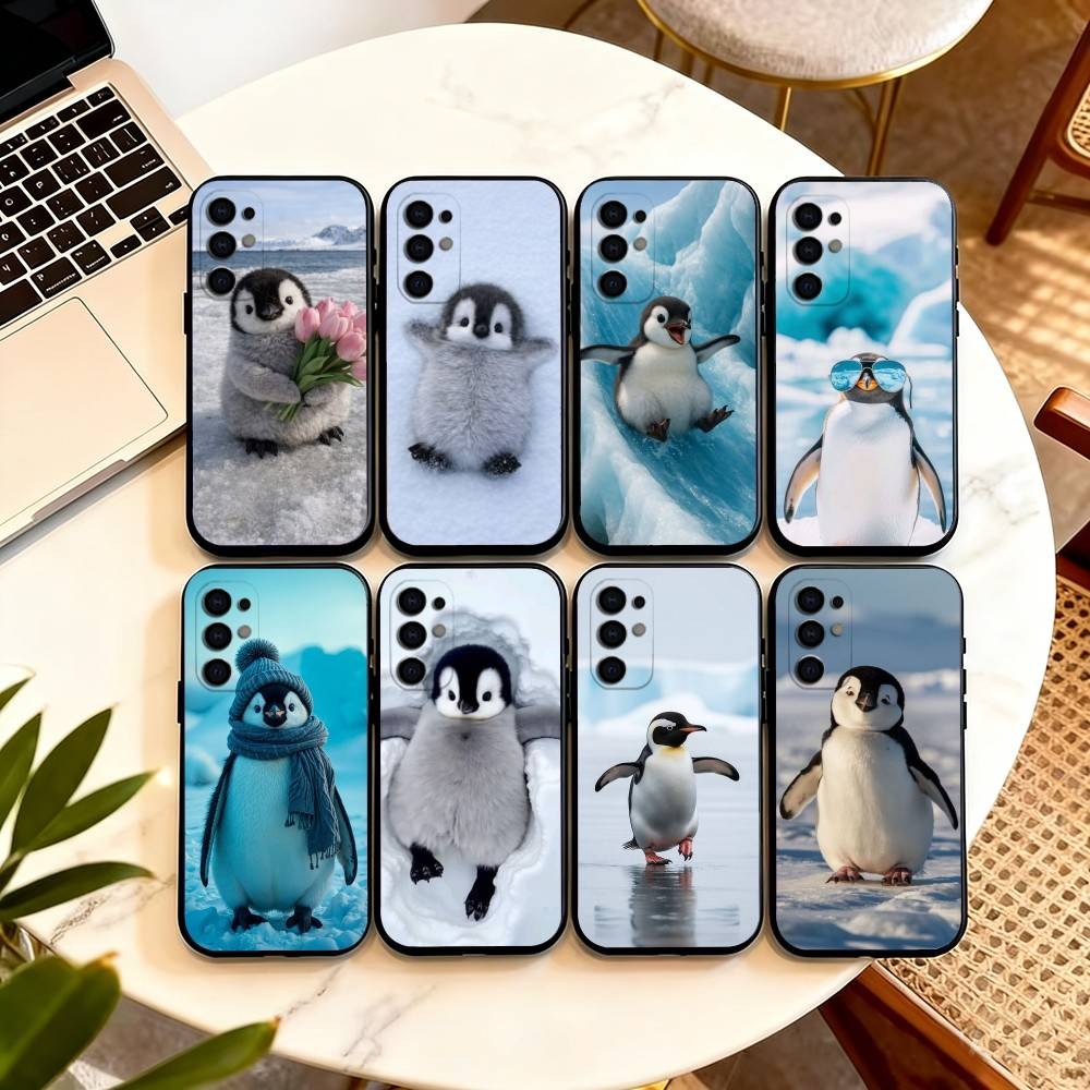 Funny Happy cute P-Penguin Phone Case For Samsung S25,S24,S21,S22,S23,S30,Ultra,S20,Plus,Fe,Soft Silicone Black Cover