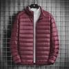 Men's Lightweight Silk-Cotton Hooded Jacket - Ultra-Light, Large Size, Stand-Up Collar, Autumn/Winter Edition