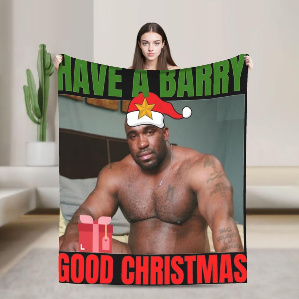 Funny Barry Wood Meme Christmas  Blanket Multiple Sizes Warm Cozy Fluffy  Throw Blankets for Couch Sofa and Bed