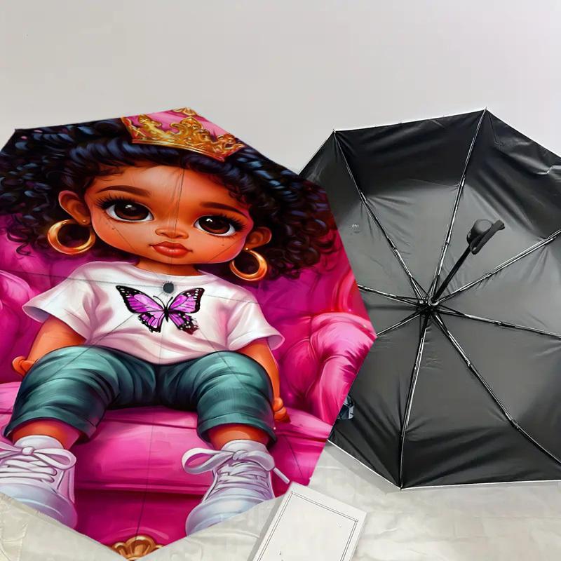 1PC Butterfly Crown Umbrella-8-Rib Reinforced Portable Folding Travel Suitable for All Seasons Outdoor Daily Use -J0394
