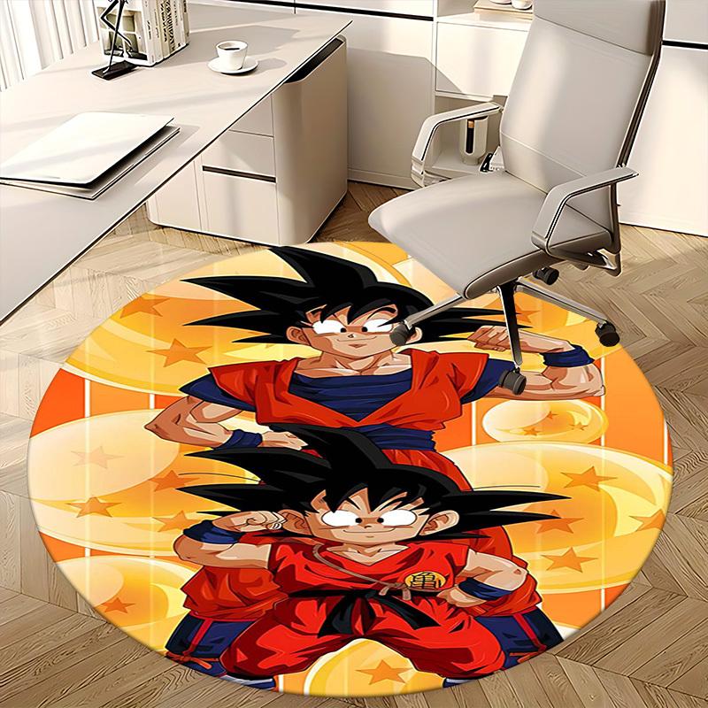 1pc Dragon Ball Z Goku & Vegeta Round Carpet - Anime Cartoon Design Chair Mat, Non-Slip Rug for Office, Home Decor, Living Room